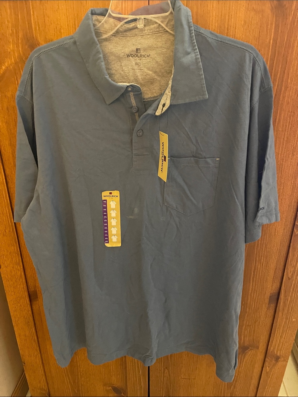 Woolrich Men's Slate Blue Polo with Chest Pocket